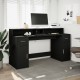 Fekete szerelt fa íróasztal led-világítással 160 x 55 x 91 cm