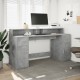 Betonszürke szerelt fa íróasztal led-világítással 160x55x91 cm