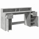 Betonszürke szerelt fa íróasztal led-világítással 160x55x91 cm