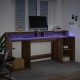 Barna tölgy színű szerelt fa íróasztal led-ekkel 200x55x91 cm