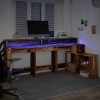 Antik fa színű szerelt fa íróasztal led-ekkel 200 x 104 x 91 cm
