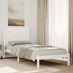 Fehér tömör fa extra hosszú ágykeret matrac nélkül 90 x 210 cm