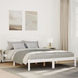 Fehér tömör fa extra hosszú ágykeret matrac nélkül 140 x 210 cm