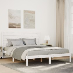 Fehér tömör fa extra hosszú ágykeret matrac nélkül 140 x 220 cm