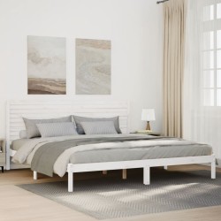 Fehér tömör fa extra hosszú ágykeret matrac nélkül 180 x 220 cm