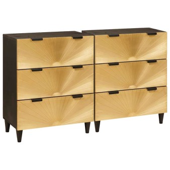 Tálalószekrény készlet 2 pcs fekete és brass 120 x 33 x 75 cm