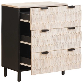 Széf 2 pcs fehér mosott felület 60 x 33 x 75 cm tömör mangófát
