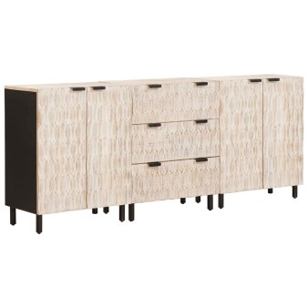 Széf 3 pcs fehér mosott felület 180 x 33 x 75 cm tömör mangófát