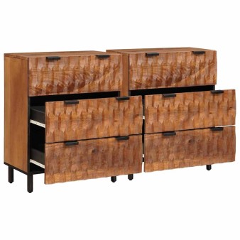 Széf 2 pcs akácbarna felület 60 x 33 x 75 cm tömör mangófát