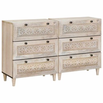 Széf 2 pcs fehér 120 x 33,5 x 75 cm tömör mangófa