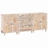 Széf 3 pcs fehér 180 x 33,5 x 75 cm tömör mangófa