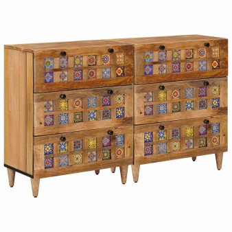 Széf 2 pcs természetes 60 x 33 x 75 cm tömör mangófát