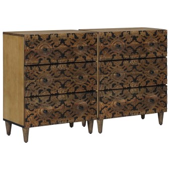 Széf 2 pcs barna 60 x 33,5 x 75 cm tömör mangófát