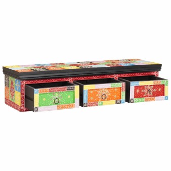 Tv szekrény fiókkal sokszínű 100 x 30 x 24 cm tömör mangófa