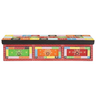 Tv szekrény fiókkal sokszínű 100 x 30 x 24 cm tömör mangófa