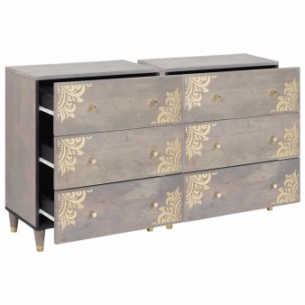 Széf fiókkal 2 pcs szürke 60 x 33 x 75 cm tömör mangófát