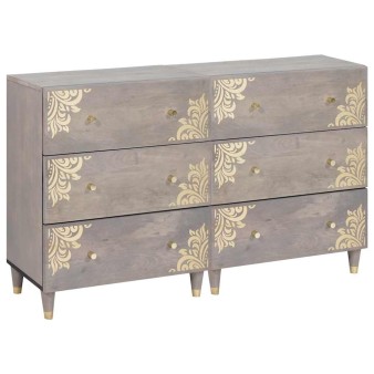 Széf fiókkal 2 pcs szürke 60 x 33 x 75 cm tömör mangófát