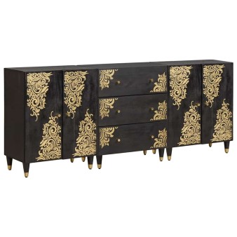 Fürdőszobai szekrény szett 3 pcs fekete 180 x 33 x 75 cm