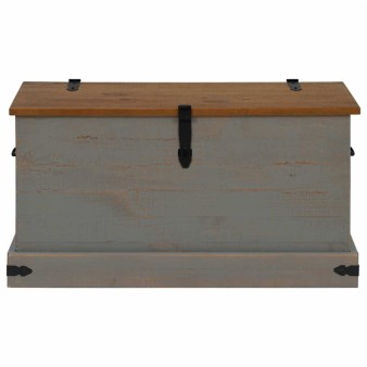 Szürke tömör fenyőfa halden tárolószekrény 91x48x47 cm
