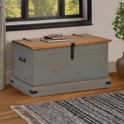 Szürke tömör fenyőfa halden tárolószekrény 91x48x47 cm