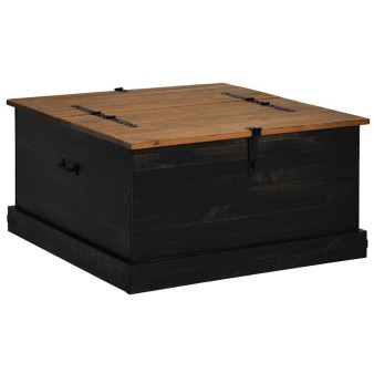 Fekete tömör fenyőfa halden tárolószekrény 91x91x47 cm