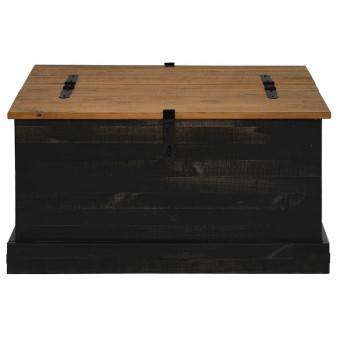 Fekete tömör fenyőfa halden tárolószekrény 91x91x47 cm