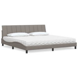 Ágy matraccal taupe 200x200 cm szövet