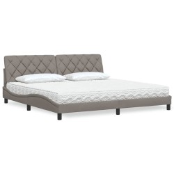 Ágy matraccal taupe 200x200 cm szövet
