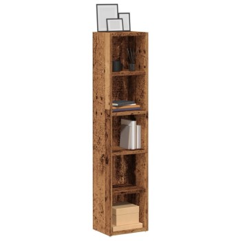 2 db antik fa színű szerelt fa cd-tartó szekrény 21x16x93,5 cm