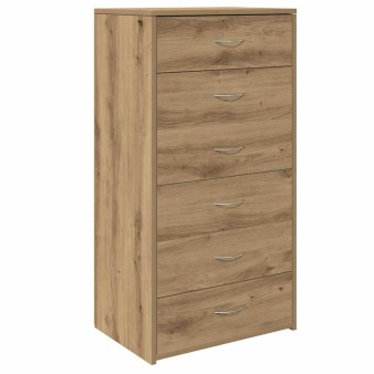 Tálalószekrény 6 fiókkal kézműves tölgy 50x34x96 cm műszaki fa