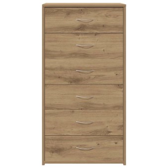 Tálalószekrény 6 fiókkal kézműves tölgy 50x34x96 cm műszaki fa