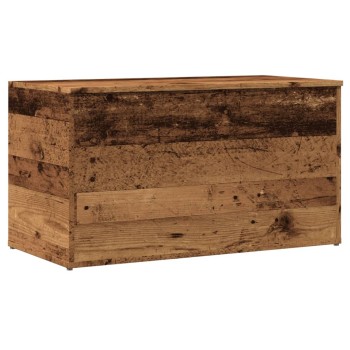 Antik fa színű szerelt fa tárolóláda 84 x 42 x 46 cm