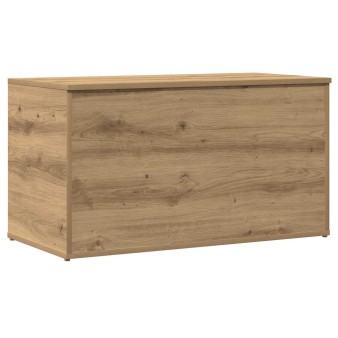 Kézműves tölgy színű szerelt fa tárolóláda 84 x 42 x 46 cm