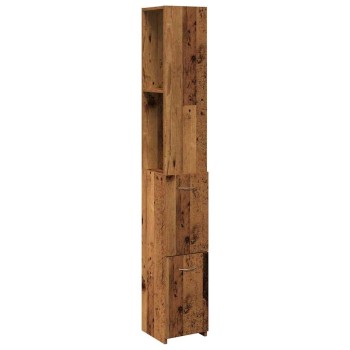 Antik fa színű szerelt fa fürdőszobaszekrény 25x25x170 cm