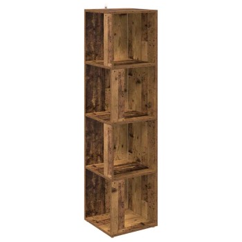 Antik fa színű szerelt fa sarokszekrény 33 x 33 x 132 cm