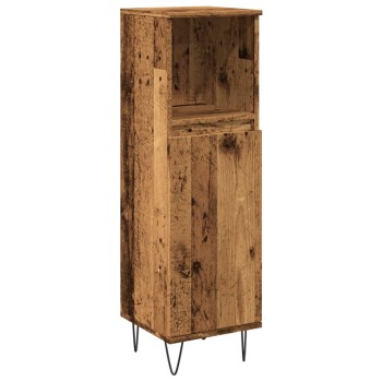 Antik fa színű szerelt fa fürdőszobaszekrény 30 x 30 x 100 cm