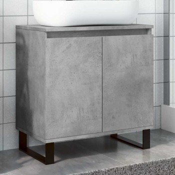 Betonszürke szerelt fa fürdőszobaszekrény 58x33x60 cm