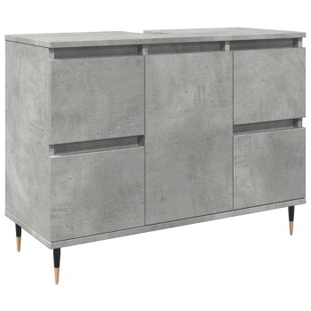 Betonszürke szerelt fa fürdőszobaszekrény 80 x 33 x 60 cm