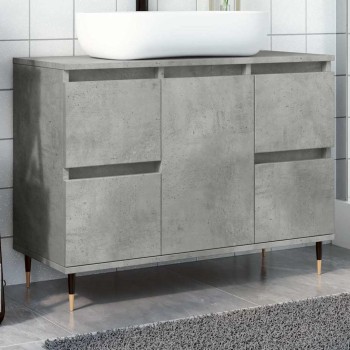 Betonszürke szerelt fa fürdőszobaszekrény 80 x 33 x 60 cm