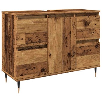 Antik fa színű szerelt fa mosdószekrény 80 x 33 x 60 cm