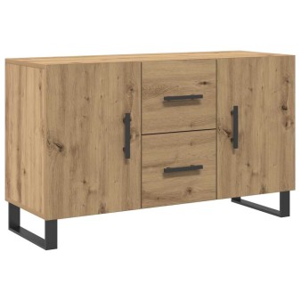 Kézműves tölgy színű szerelt fa tálalószekrény 100 x 36 x 60 cm
