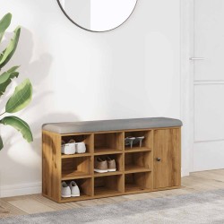 Kézműves tölgy szerelt fa cipőtároló pad 102x32x50 cm