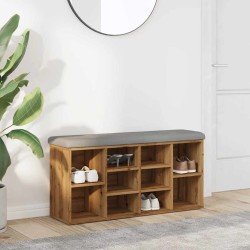 Kézműves tölgy szerelt fa cipőtároló pad 102x32x50 cm