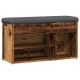 Antik fa szerelt fa cipőtároló pad 82x32x45,5 cm