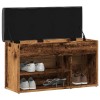Antik fa szerelt fa cipőtároló pad 82x32x45,5 cm