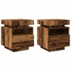 2 db antik fa színű éjjeliszekrény led-fényekkel 40x39x48,5 cm