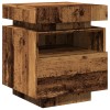2 db antik fa színű éjjeliszekrény led-fényekkel 40x39x48,5 cm