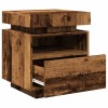 2 db antik fa színű éjjeliszekrény led-fényekkel 40x39x48,5 cm