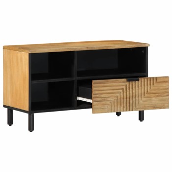 Barna tömör mangófa tv-szekrény 80 x 33 x 46 cm