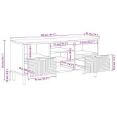 Tv szekrény fiókkal barna 100 x 33,5 x 46 cm tömör mangófát